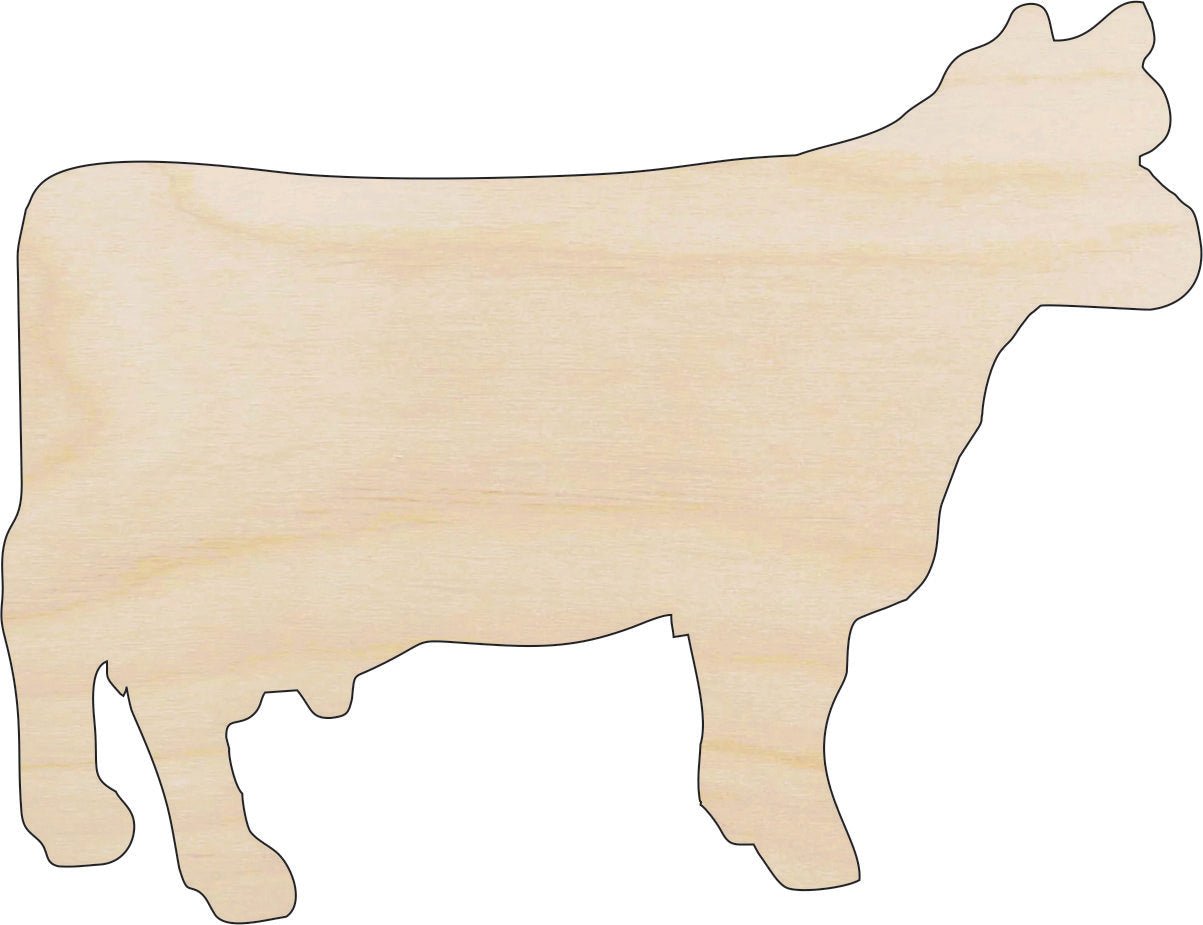 Cow Wood Craft Shape - Laser Cut Baltic Birch Unfinished DIY Wood Art Supplies COW31 - The Wood Shape Store
