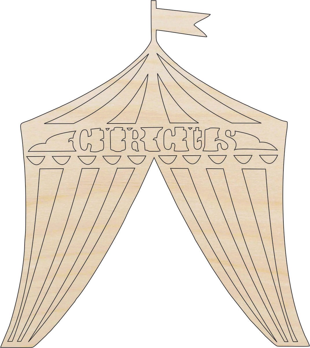 Circus Tent Wood Craft Shape - Laser Cut Baltic Birch Unfinished DIY Wood Art Supplies CRC13 - The Wood Shape Store
