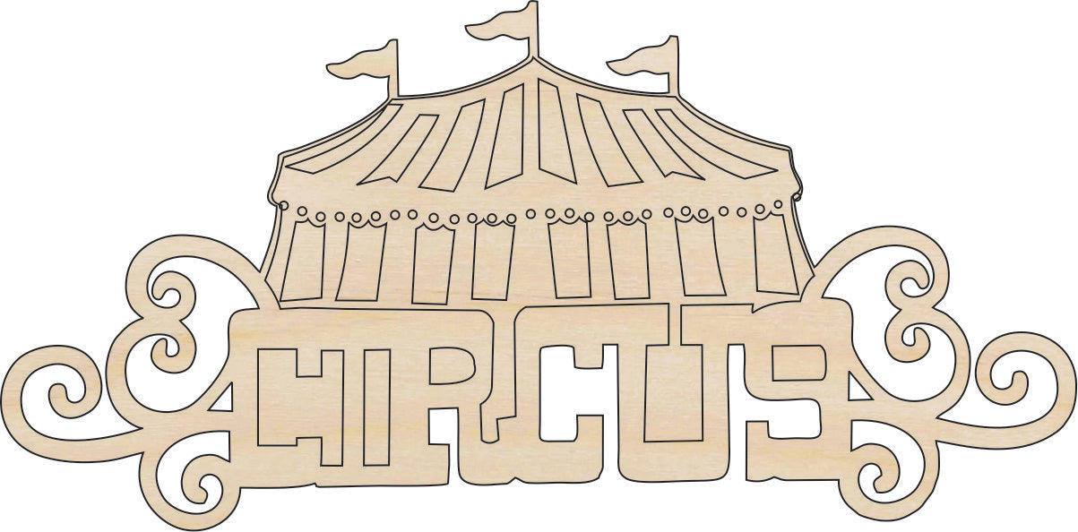 Tent Circus - Laser Cut Out Unfinished Wood Craft Shape CRC16 Tent Circus - Laser Cut Out Unfinished Wood Craft Shape CRC16