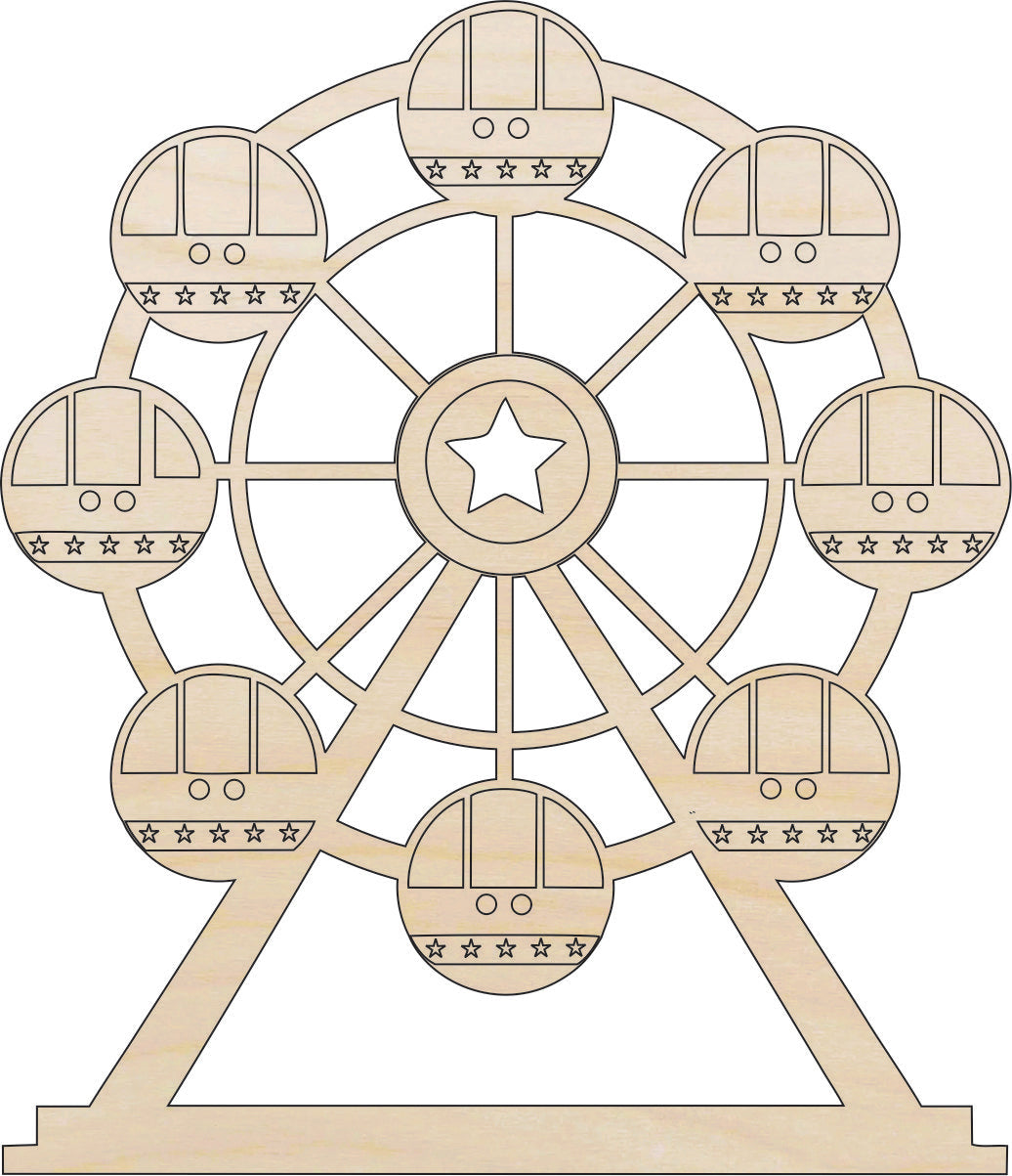 Building Ferris Wheel - Laser Cut Out Unfinished Wood Craft Shape CRC4 Building Ferris Wheel - Laser Cut Out Unfinished Wood Craft Shape CRC4