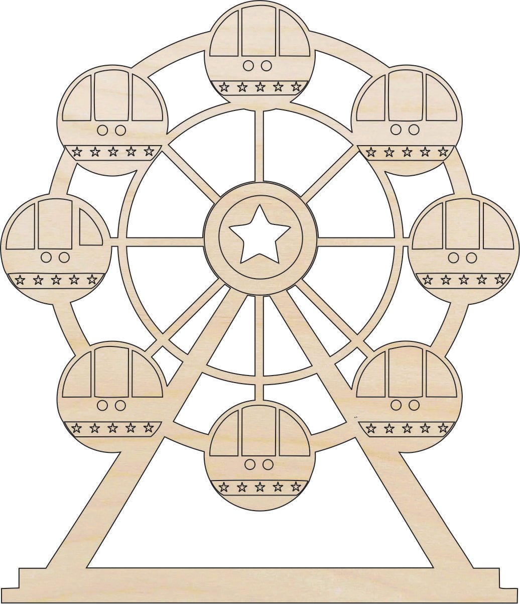 Ferris Wheel Wood Craft Shape - Laser Cut Baltic Birch Unfinished DIY Wood Art Supplies CRC4 - The Wood Shape Store