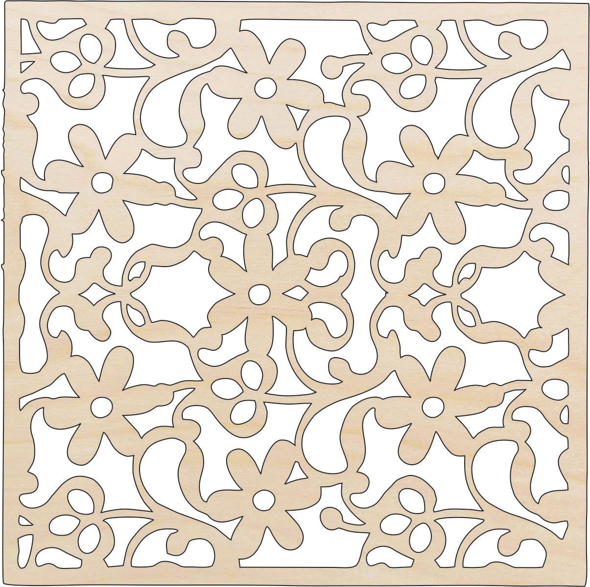 Flower Design Wood Craft Shape - Laser Cut Baltic Birch Unfinished DIY Wood Art Supplies CSTR10 - The Wood Shape Store