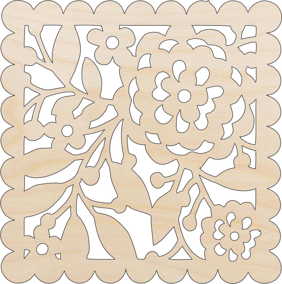 Flower Design Wood Craft Shape - Laser Cut Baltic Birch Unfinished DIY Wood Art Supplies CSTR11 - The Wood Shape Store