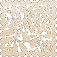 Flower Design Wood Craft Shape - Laser Cut Baltic Birch Unfinished DIY Wood Art Supplies CSTR11 - The Wood Shape Store