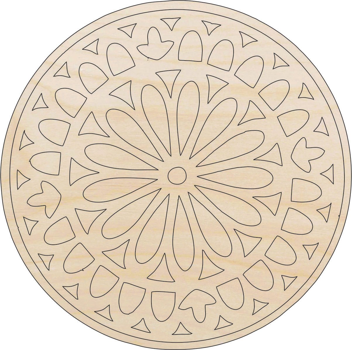 Flower Design Wood Craft Shape - Laser Cut Baltic Birch Unfinished DIY Wood Art Supplies CSTR14 - The Wood Shape Store
