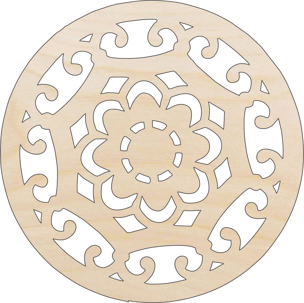 Flower Design Wood Craft Shape - Laser Cut Baltic Birch Unfinished DIY Wood Art Supplies CSTR16 - The Wood Shape Store