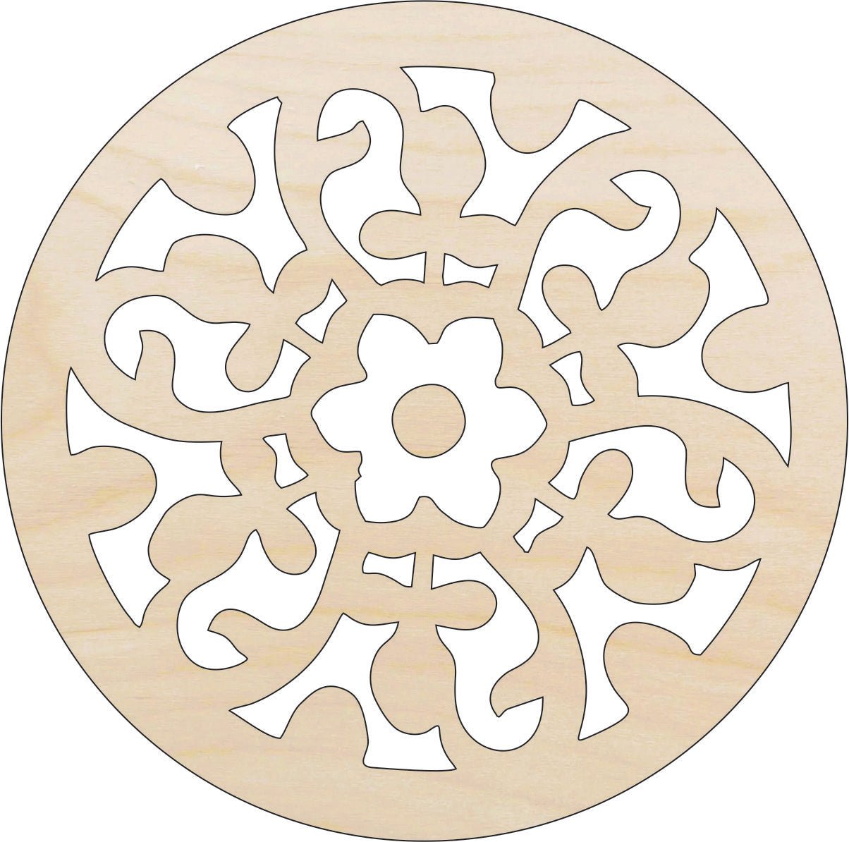 Flower Design Wood Craft Shape - Laser Cut Baltic Birch Unfinished DIY Wood Art Supplies CSTR22 - The Wood Shape Store