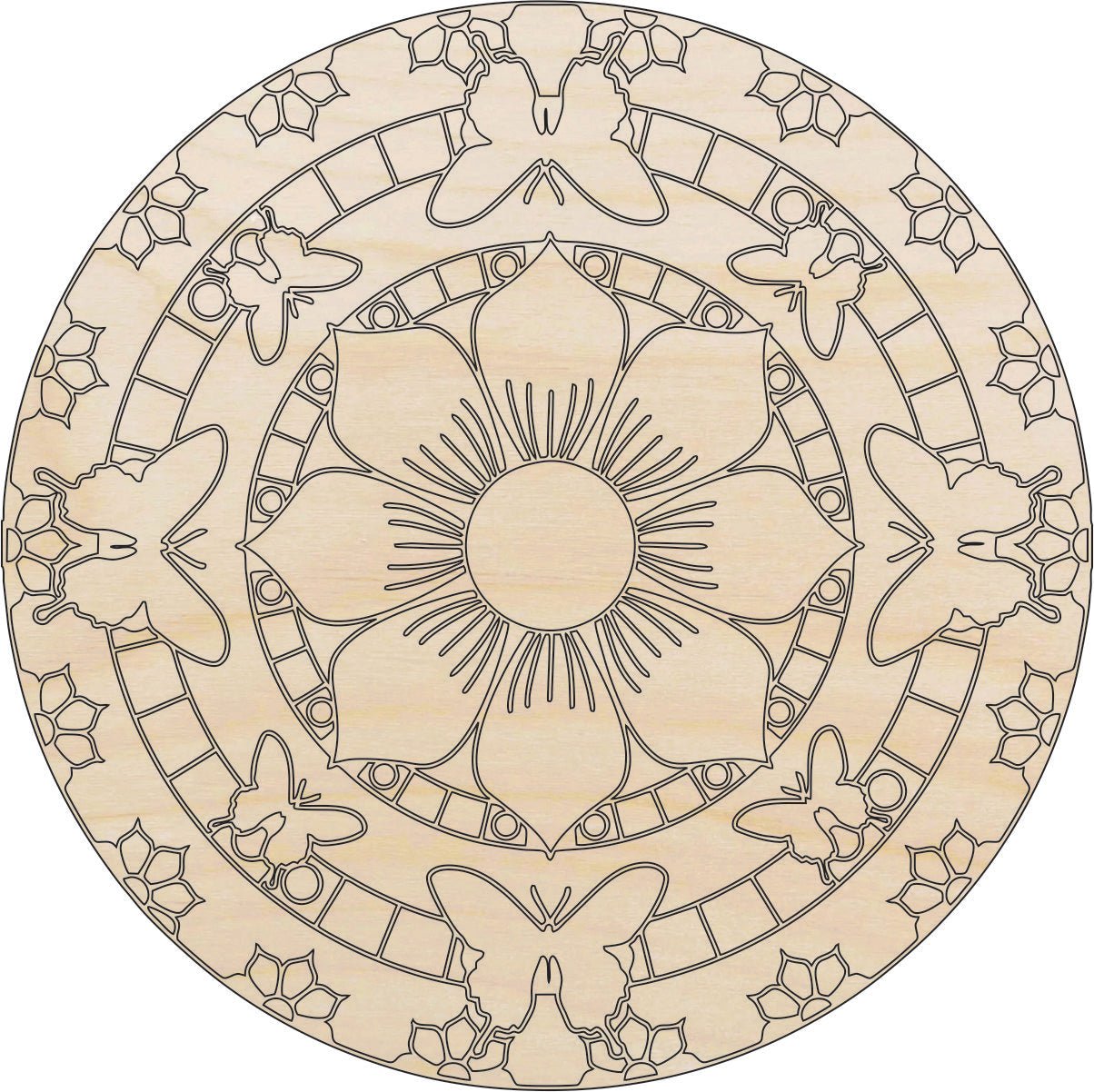 Flower Wood Craft Shape - Laser Cut Baltic Birch Unfinished DIY Wood Art Supplies CSTR26 - The Wood Shape Store