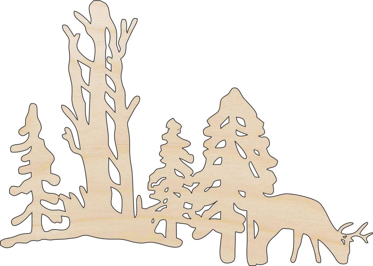 Deer Wood Craft Shape - Laser Cut Baltic Birch Unfinished DIY Wood Art Supplies DER13 - The Wood Shape Store