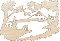 Deer Scene Wood Craft Shape - Laser Cut Baltic Birch Unfinished DIY Wood Art Supplies DER14 - The Wood Shape Store