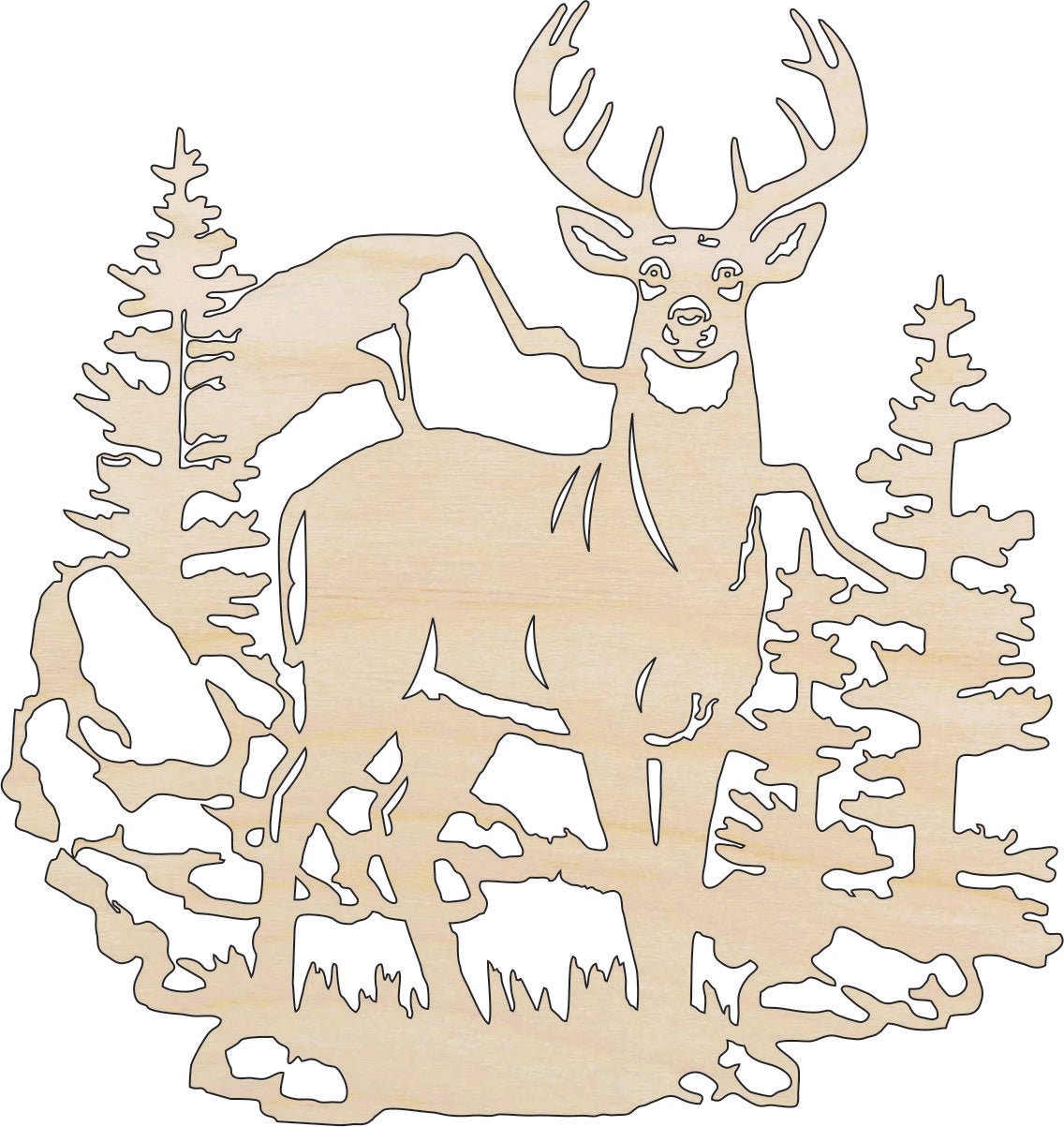Deer Wood Craft Shape - Laser Cut Baltic Birch Unfinished DIY Wood Art Supplies DER59 - The Wood Shape Store