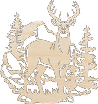 Deer Wood Craft Shape - Laser Cut Baltic Birch Unfinished DIY Wood Art Supplies DER59 - The Wood Shape Store