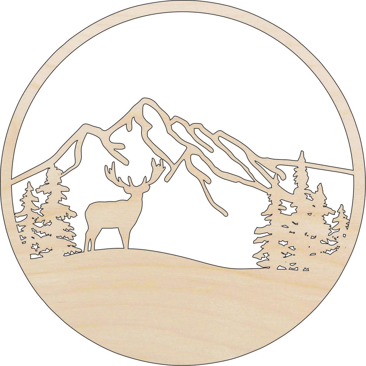 Deer Scene Wood Craft Shape - Laser Cut Baltic Birch Unfinished DIY Wood Art Supplies DER66 - The Wood Shape Store