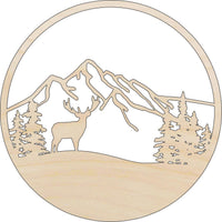 Deer Scene Wood Craft Shape - Laser Cut Baltic Birch Unfinished DIY Wood Art Supplies DER66 - The Wood Shape Store