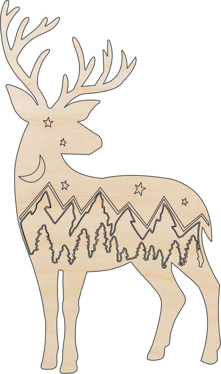 Deer Wood Craft Shape - Laser Cut Baltic Birch Unfinished DIY Wood Art Supplies DER74 - The Wood Shape Store