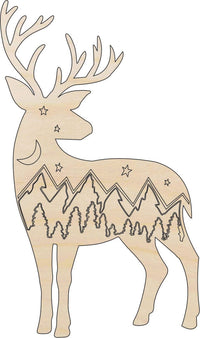 Deer Wood Craft Shape - Laser Cut Baltic Birch Unfinished DIY Wood Art Supplies DER74 - The Wood Shape Store