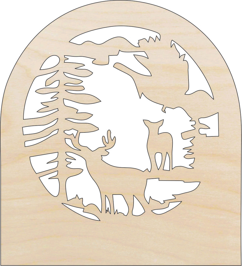 Scene Deer - Laser Cut Out Unfinished Wood Craft Shape DER9