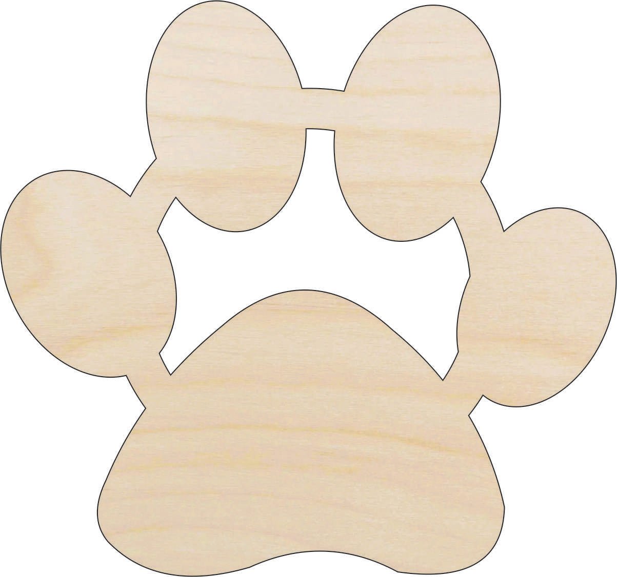 Paw Print Wood Craft Shape - Laser Cut Baltic Birch Unfinished DIY Wood Art Supplies DOG139 - The Wood Shape Store