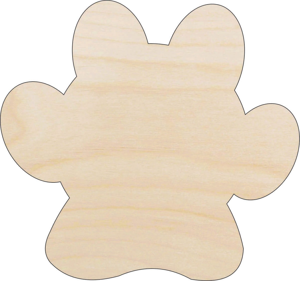 Paw Print Wood Craft Shape - Laser Cut Baltic Birch Unfinished DIY Wood Art Supplies DOG140 - The Wood Shape Store