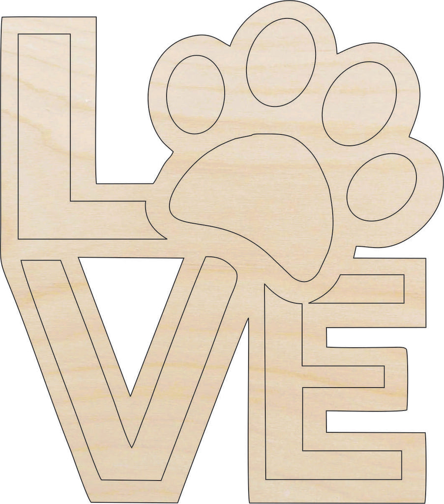 Word Love Dogs - Laser Cut Out Unfinished Wood Craft Shape DOG153