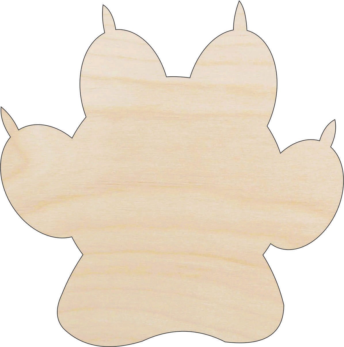 Paw Print Wood Craft Shape - Laser Cut Baltic Birch Unfinished DIY Wood Art Supplies DOG155 - The Wood Shape Store