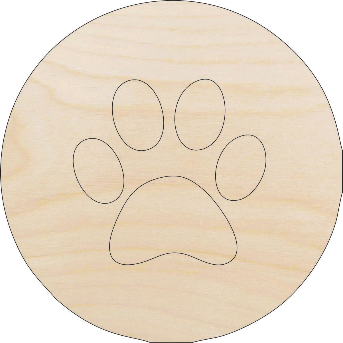Paw Print Wood Craft Shape - Laser Cut Baltic Birch Unfinished DIY Wood Art Supplies DOG81 - The Wood Shape Store