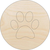 Paw Print Wood Craft Shape - Laser Cut Baltic Birch Unfinished DIY Wood Art Supplies DOG81 - The Wood Shape Store