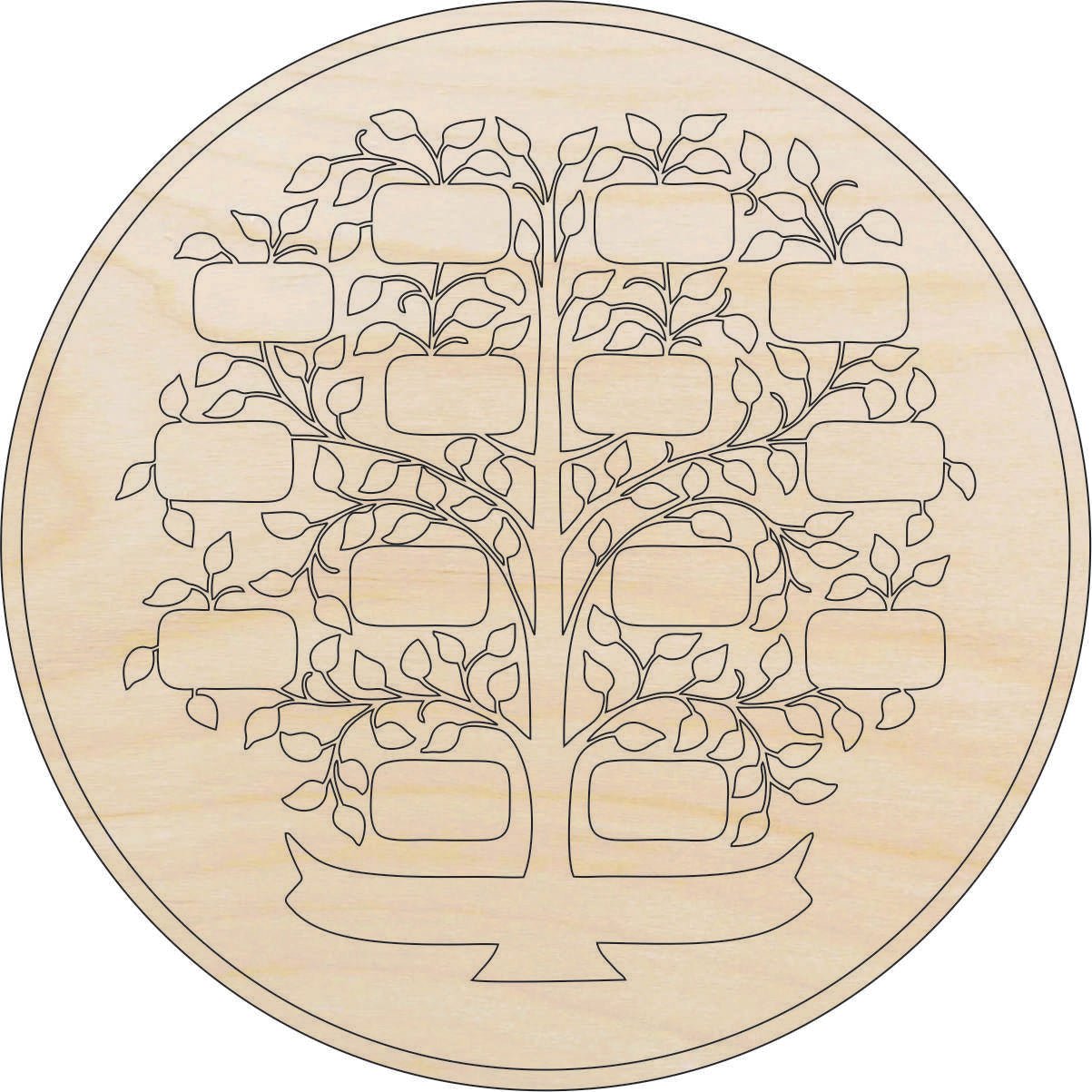 Family Tree Wood Craft Shape - Laser Cut Baltic Birch Unfinished DIY Wood Art Supplies DSN5 - The Wood Shape Store