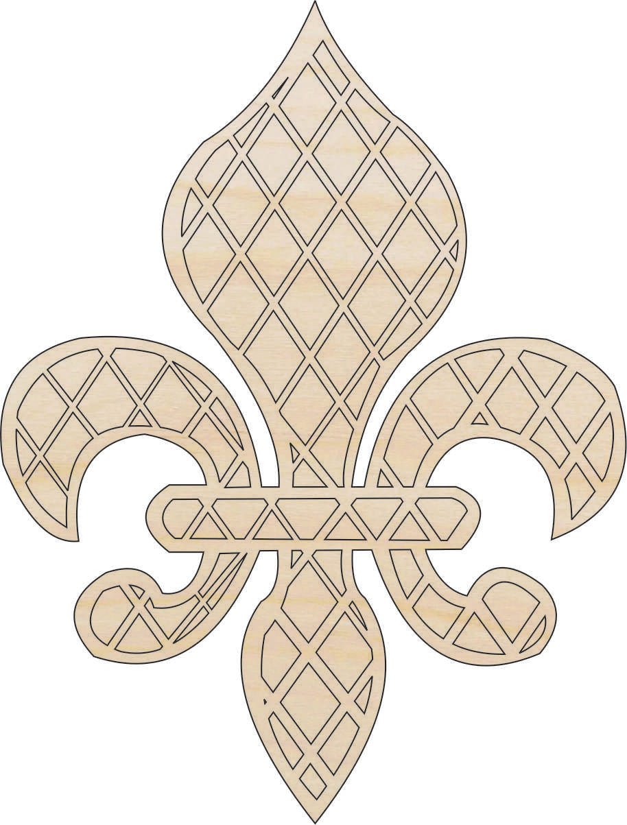 Fleur de Lis Wood Craft Shape - Laser Cut Baltic Birch Unfinished DIY Wood Art Supplies DSN66 - The Wood Shape Store