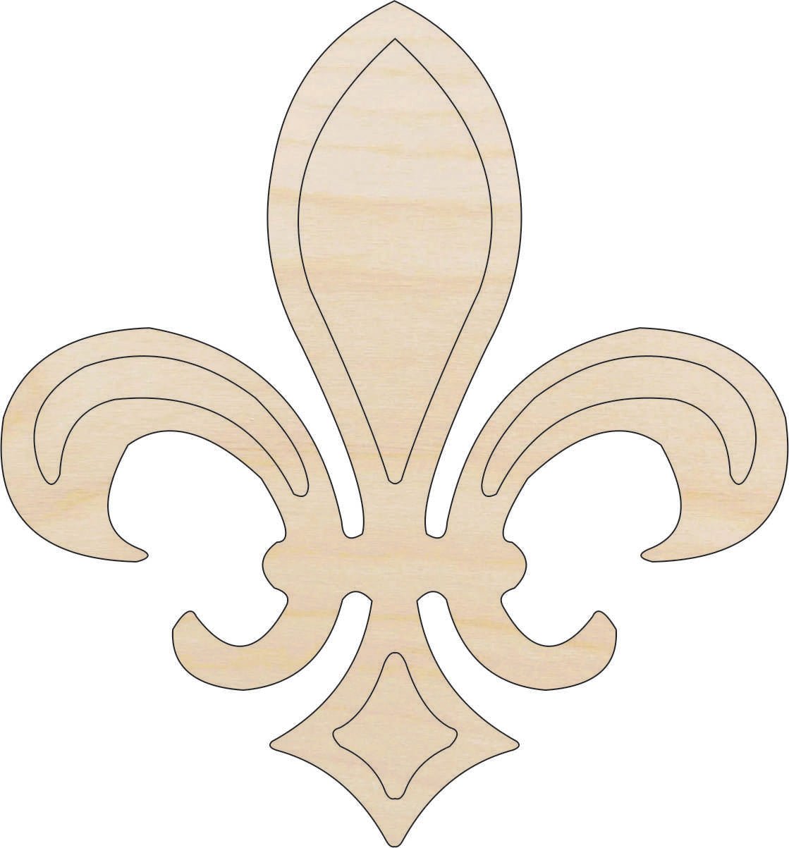 Fleur de Lis Wood Craft Shape - Laser Cut Baltic Birch Unfinished DIY Wood Art Supplies DSN79 - The Wood Shape Store