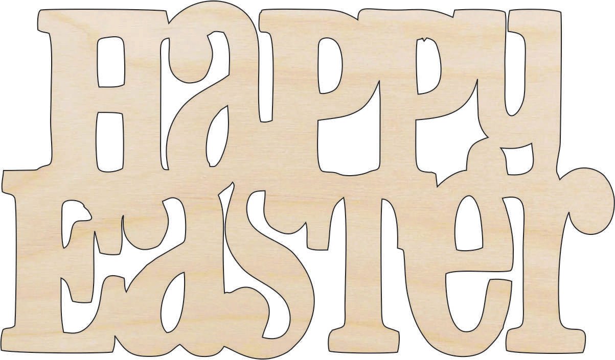 Happy Easter Wood Craft Shape - Laser Cut Baltic Birch Unfinished DIY Wood Art Supplies ESR20 - The Wood Shape Store