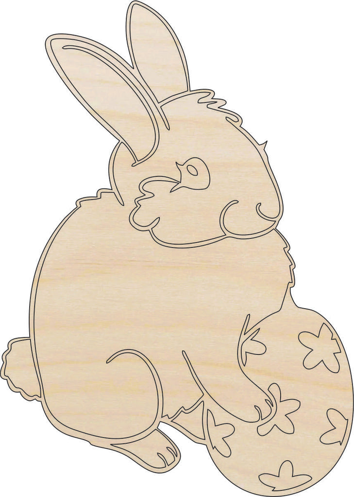 Bunny Rabbit with Easter Egg - Laser Cut Wood Shape ESR25