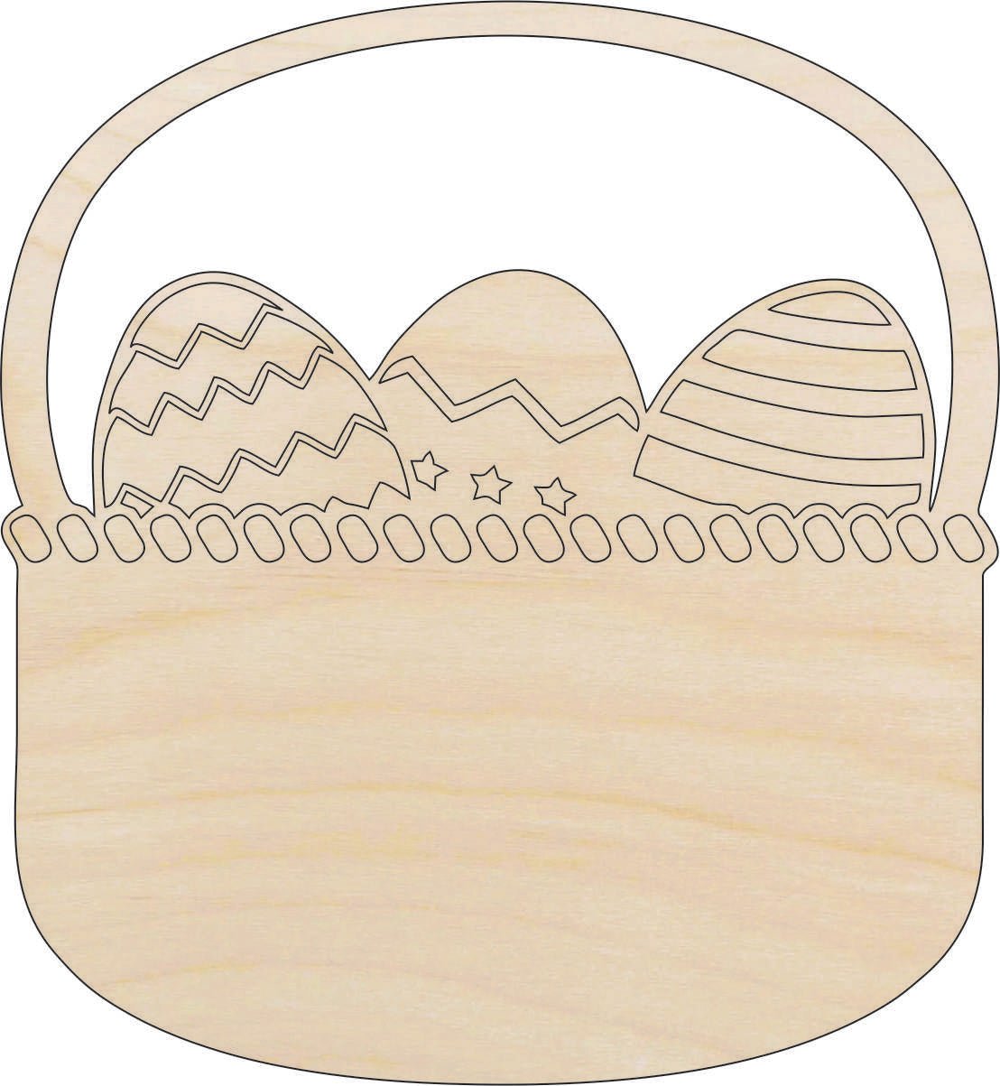 Easter Basket Wood Craft Shape - Laser Cut Baltic Birch Unfinished DIY Wood Art Supplies ESR27 - The Wood Shape Store