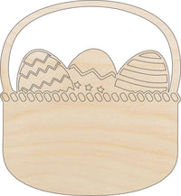 Easter Basket Wood Craft Shape - Laser Cut Baltic Birch Unfinished DIY Wood Art Supplies ESR27 - The Wood Shape Store
