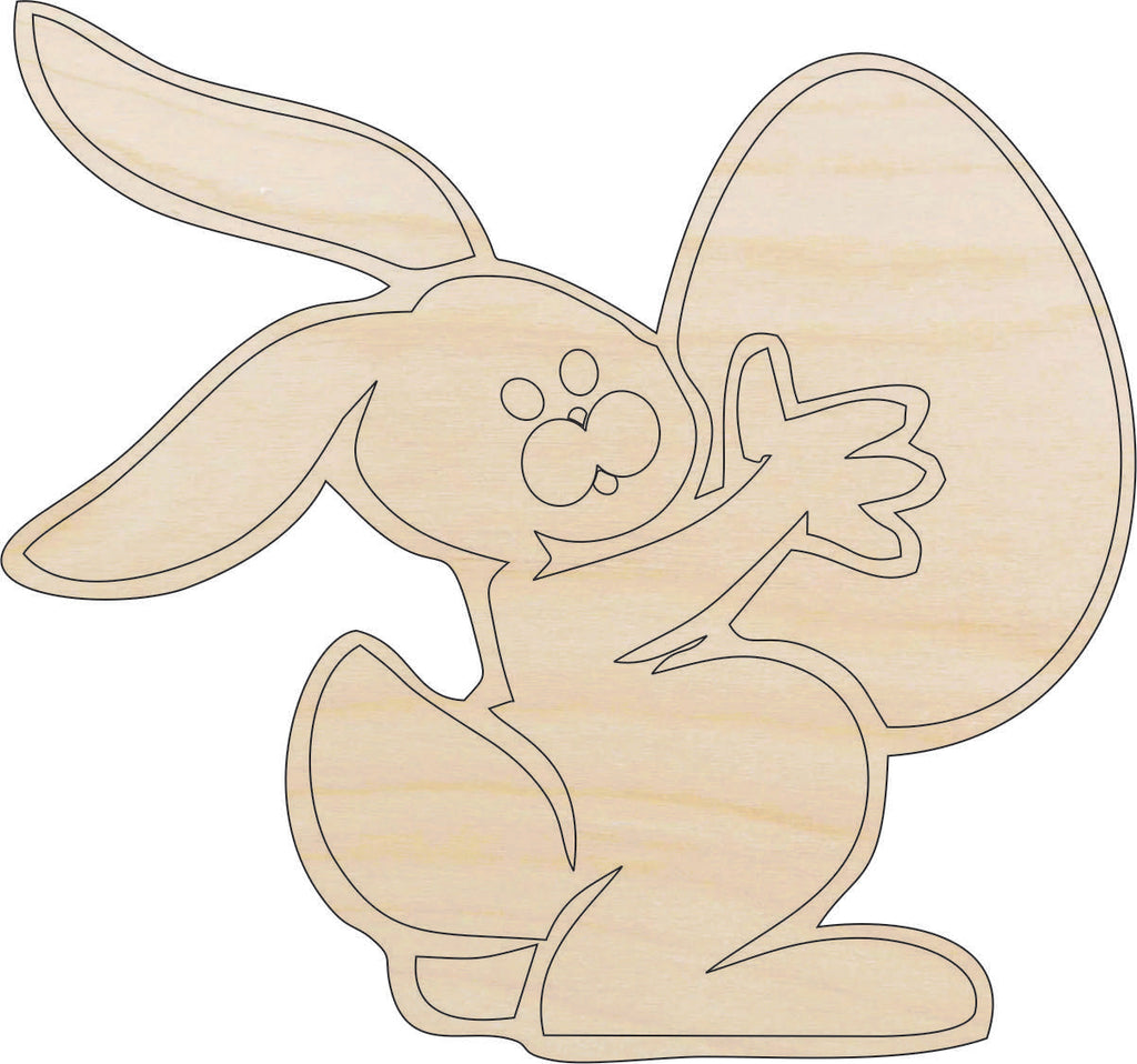 Bunny Rabbit with Easter Egg - Laser Cut Wood Shape ESR4