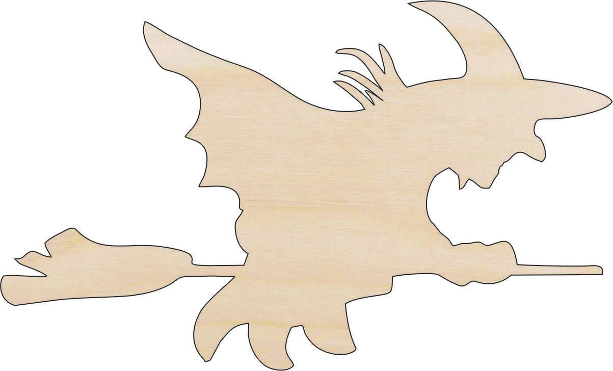 Witch Wood Craft Shape - Laser Cut Baltic Birch Unfinished DIY Wood Art Supplies FAL114 - The Wood Shape Store