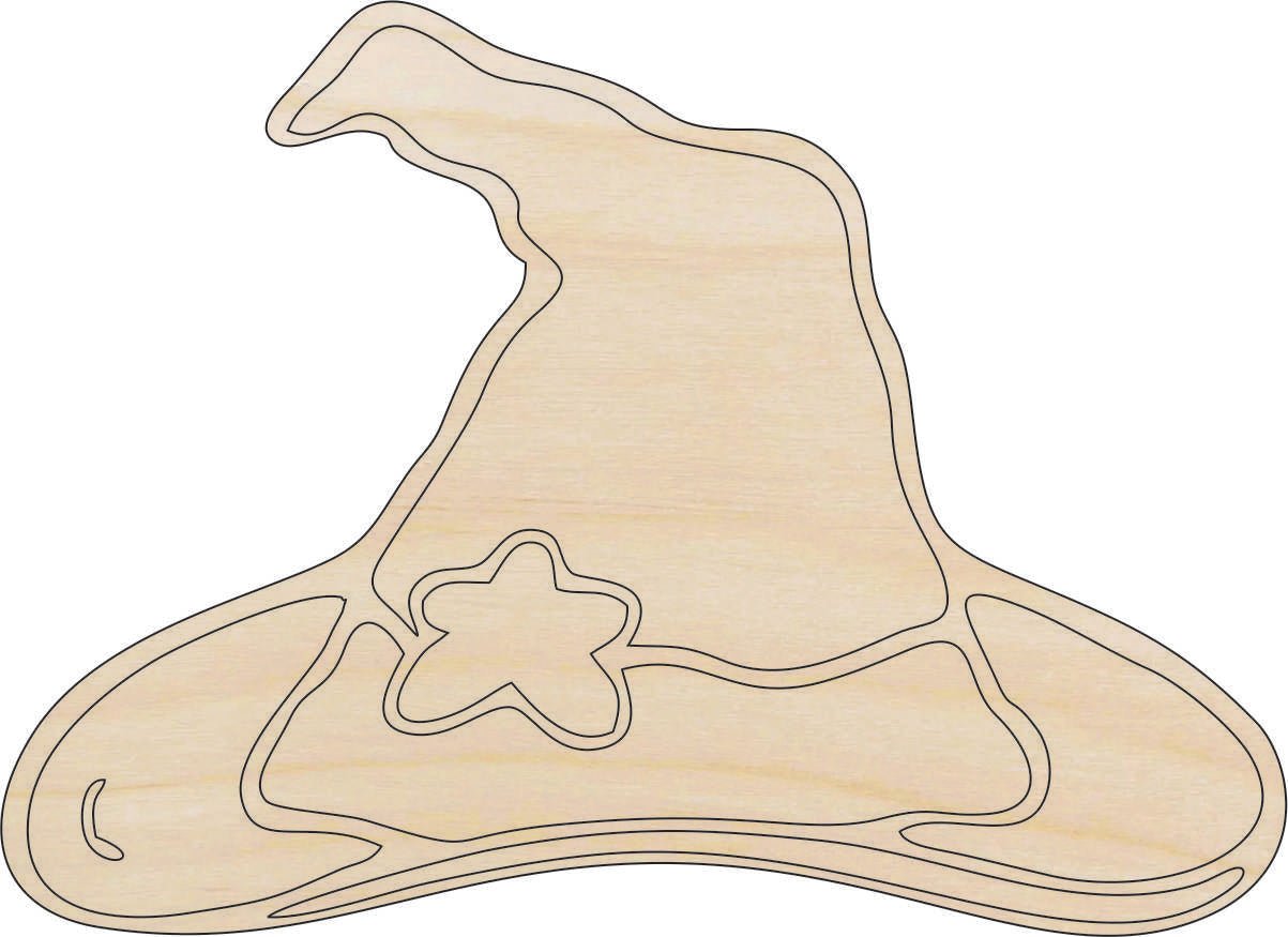 Witch Hat Wood Craft Shape - Laser Cut Baltic Birch Unfinished DIY Wood Art Supplies FAL133 - The Wood Shape Store