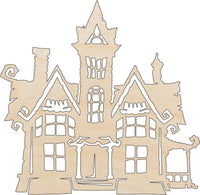 Haunted House Wood Craft Shape - Laser Cut Baltic Birch Unfinished DIY Wood Art Supplies FAL142 - The Wood Shape Store