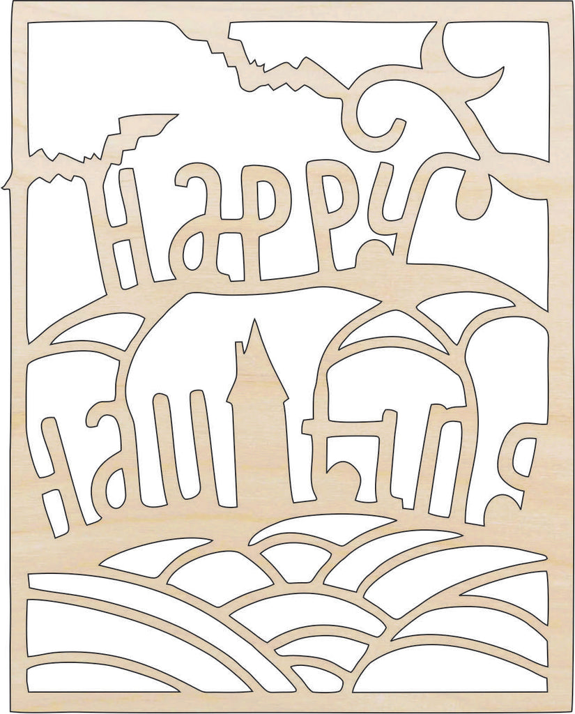 Scene Halloween - Laser Cut Out Unfinished Wood Craft Shape FAL153