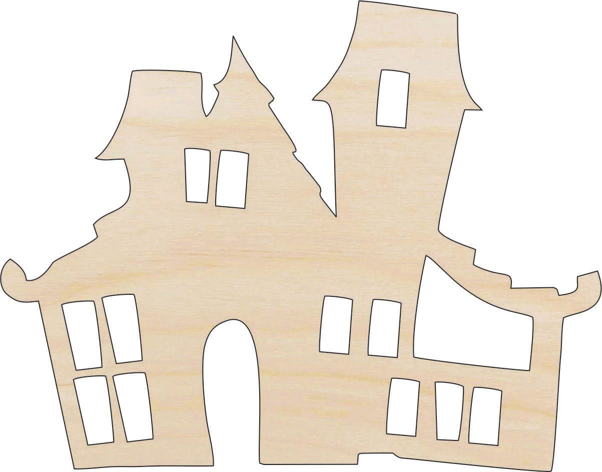 Haunted House Wood Craft Shape - Laser Cut Baltic Birch Unfinished DIY Wood Art Supplies FAL155 - The Wood Shape Store