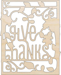 Give Thanks Wood Craft Shape - Laser Cut Baltic Birch Unfinished DIY Wood Art Supplies FAL161 - The Wood Shape Store