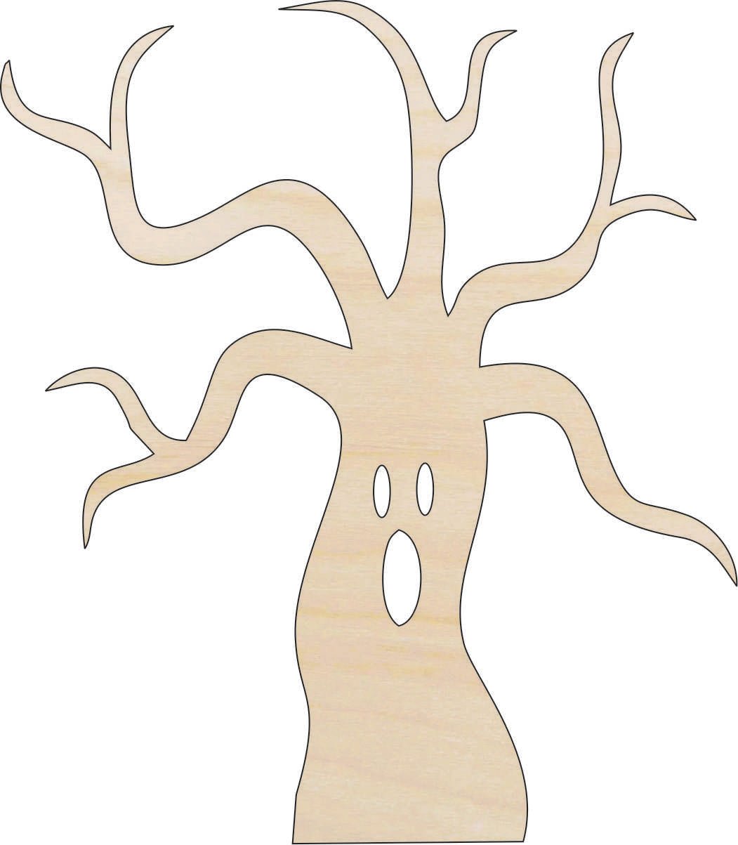 Haunted Tree Wood Craft Shape - Laser Cut Baltic Birch Unfinished DIY Wood Art Supplies FAL168 - The Wood Shape Store