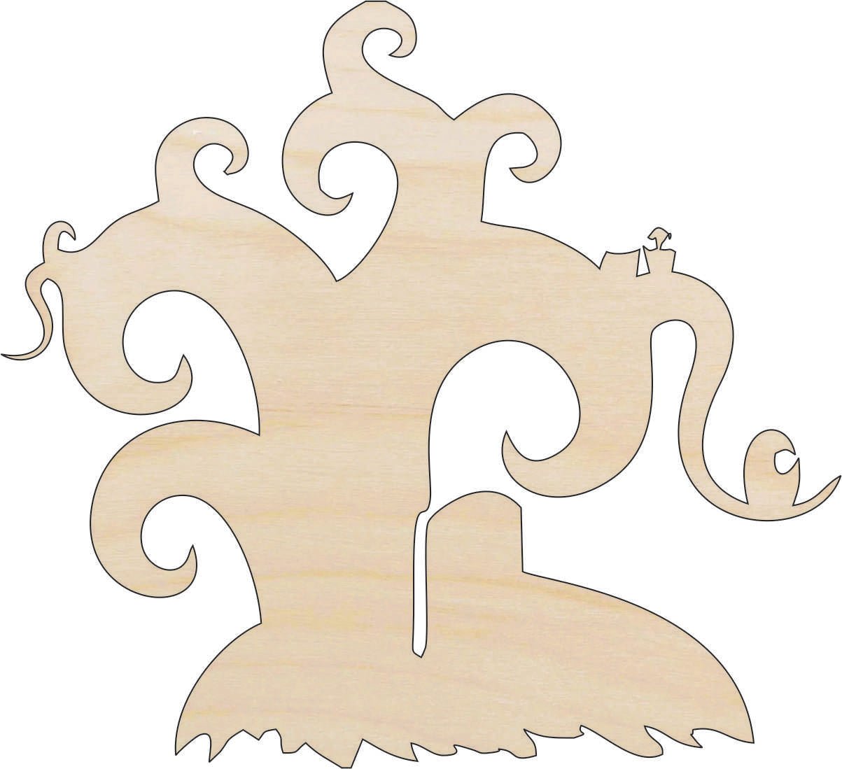 Spooky Tree Wood Craft Shape - Laser Cut Baltic Birch Unfinished DIY Wood Art Supplies FAL171 - The Wood Shape Store