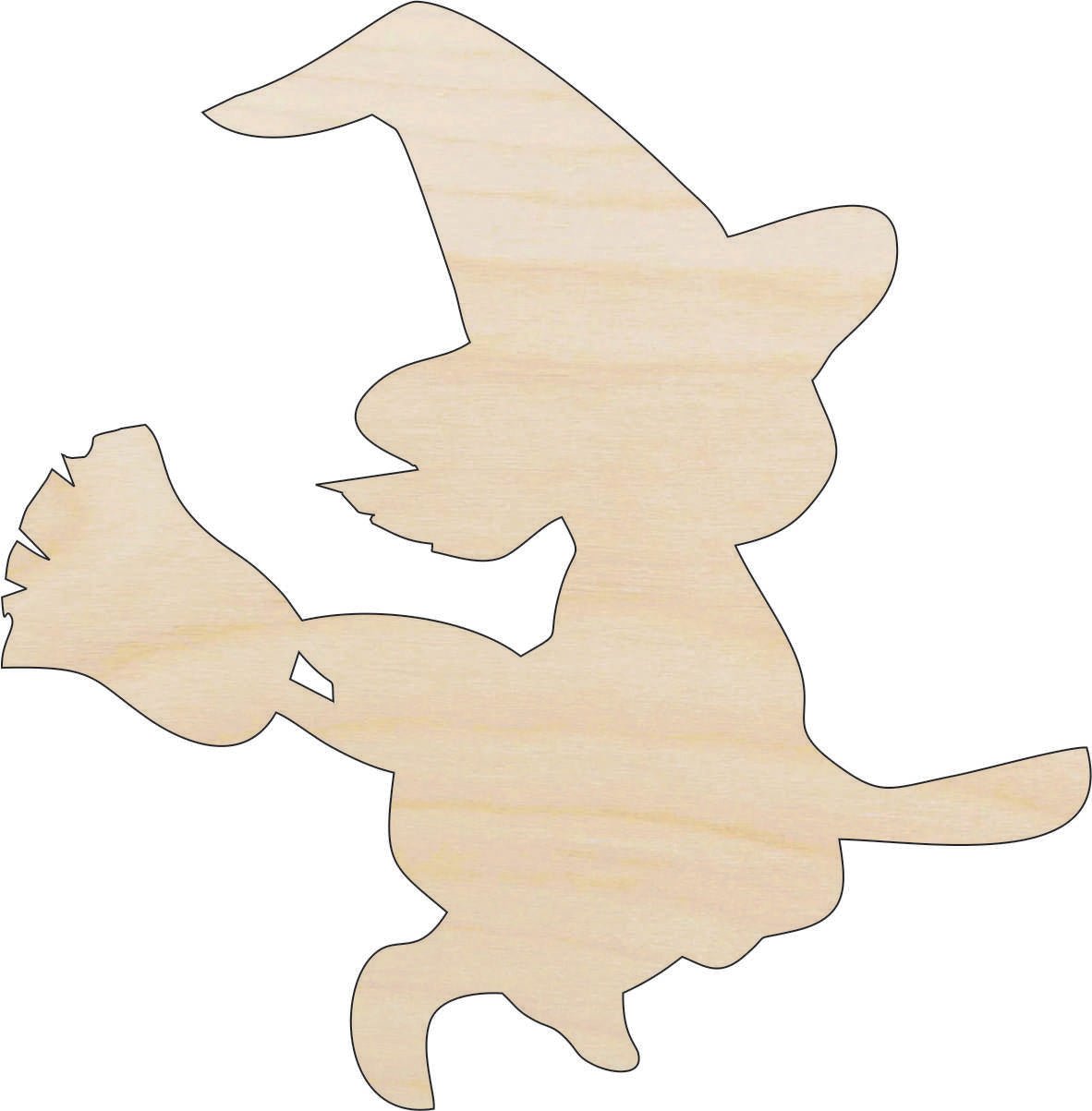 Witch Wood Craft Shape - Laser Cut Baltic Birch Unfinished DIY Wood Art Supplies FAL173 - The Wood Shape Store