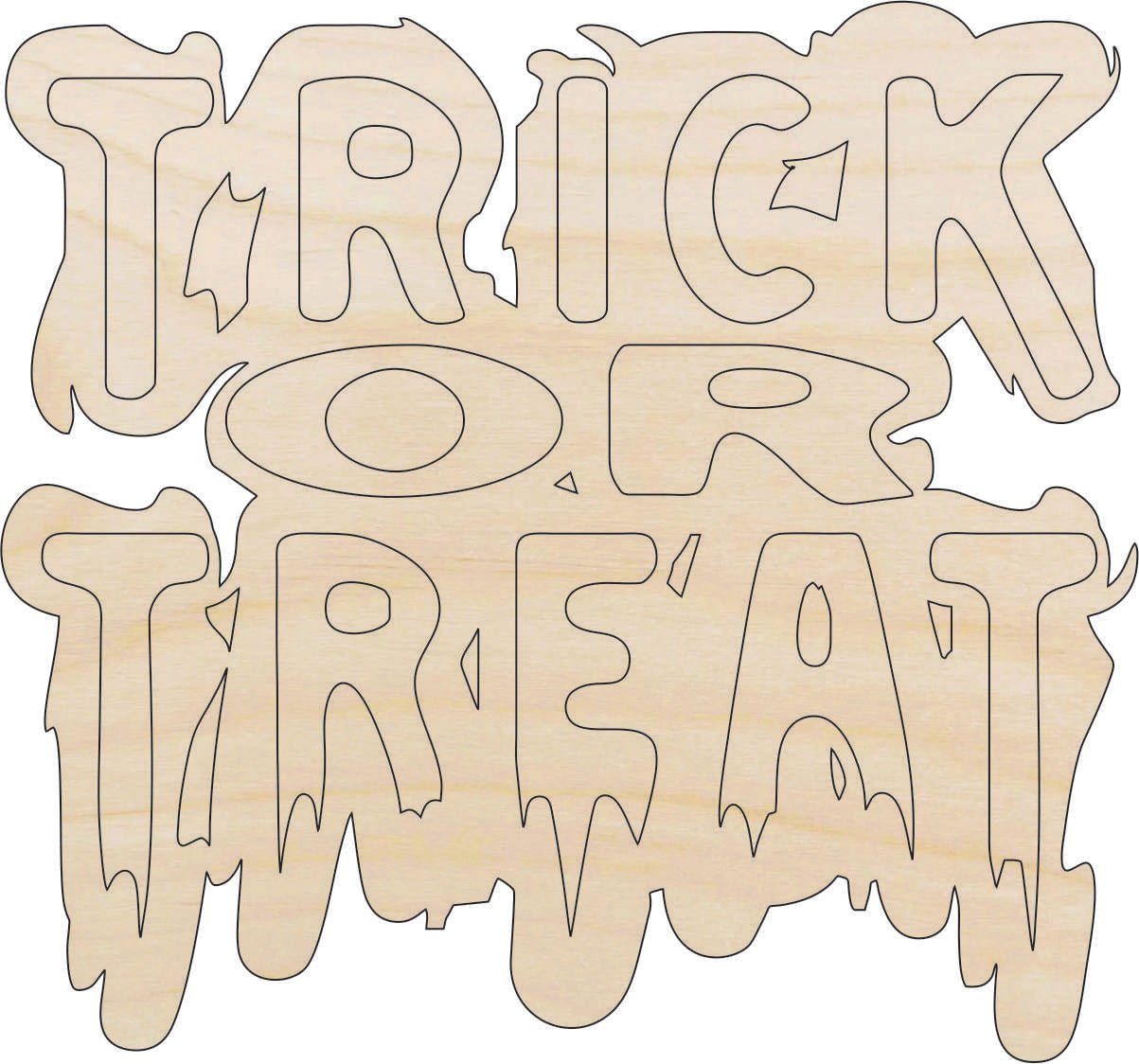 Trick or Treat Wood Craft Shape – Laser Cut Baltic Birch Unfinished DIY Art Supplies FAL174 - The Wood Shape Store