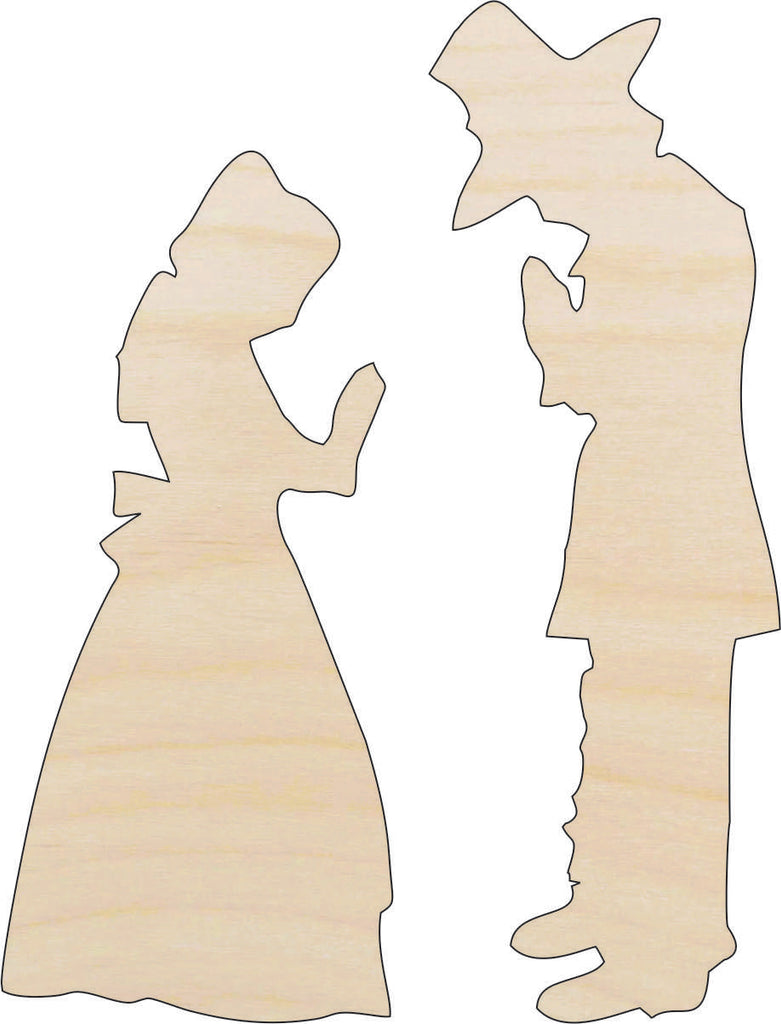 Couple Pilgrim - Laser Cut Out Unfinished Wood Craft Shape FAL184