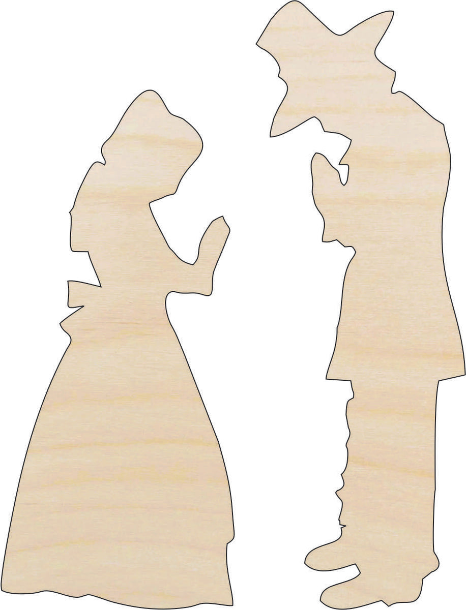 Couple Pilgrim - Laser Cut Out Unfinished Wood Craft Shape FAL184 Couple Pilgrim - Laser Cut Out Unfinished Wood Craft Shape FAL184