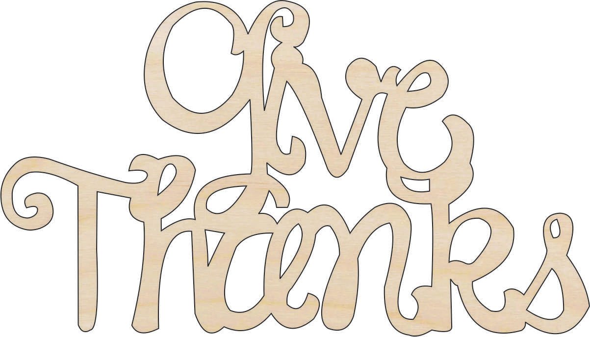 Give Thanks Wood Craft Shape - Laser Cut Baltic Birch Unfinished DIY Wood Art Supplies FAL18 - The Wood Shape Store