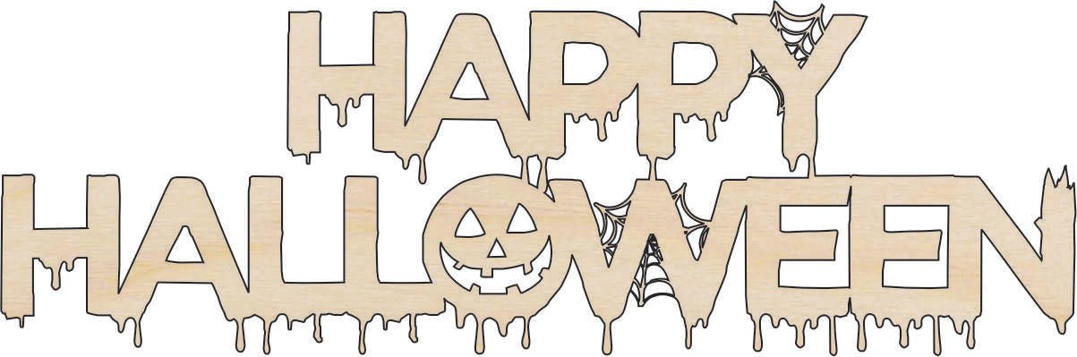 Happy Halloween Wood Craft Shape – Laser Cut Baltic Birch Unfinished DIY Art Supplies FAL196 - The Wood Shape Store