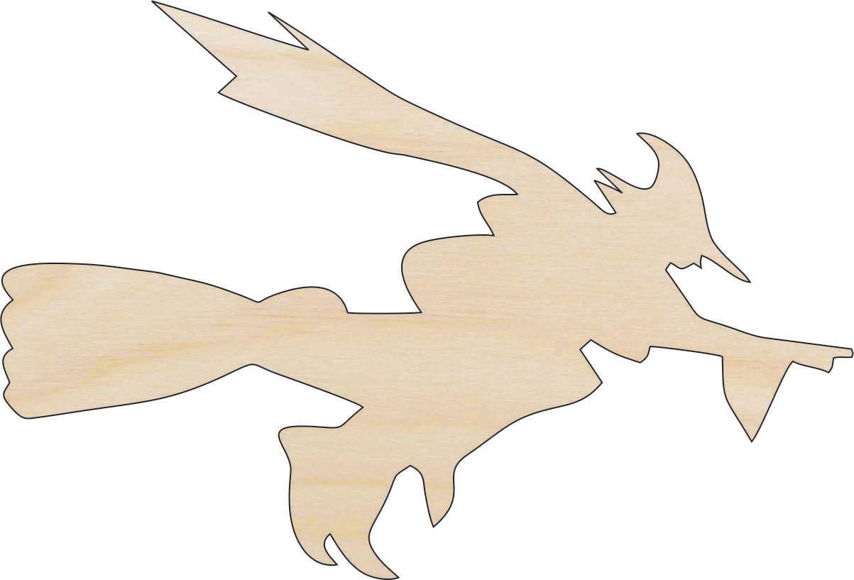 Flying Witch Wood Craft Shape - Laser Cut Baltic Birch Unfinished DIY Wood Art Supplies FAL233 - The Wood Shape Store